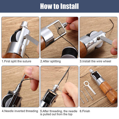 Professional Leather Sail Canvas DIY Sewing Awl Repair Tool Kit hh