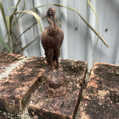 White Qi Nan Agarwood Crane Figurine 7.48in Longevity Decor