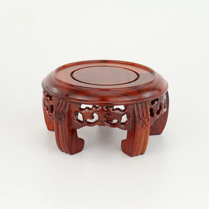 Mahogany Wood Carving Base Serving Tray Pedestal Square Teapot Display Stand