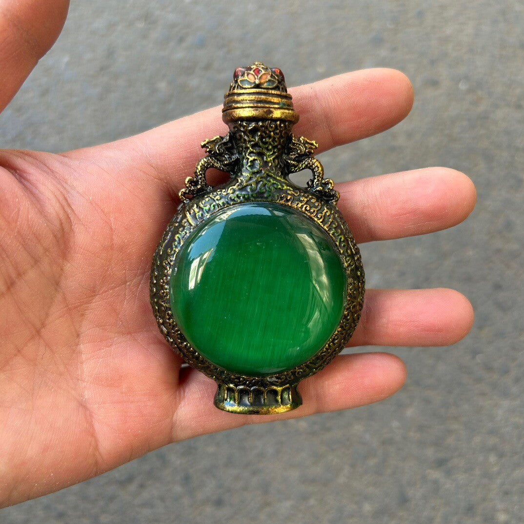 Chinese Hand-carved Cloisonne Color-changing Stone Snuff Bottle