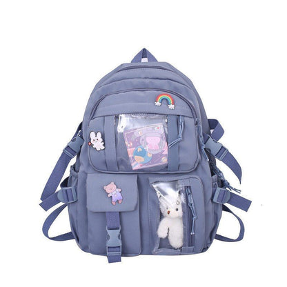 Schoolbag College Students Backpack 29*13*41 CM Strap 80CM Nylon Green/Pink Bags