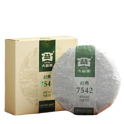 150g TAETEA Puerh Green Tea Cake Premium Dayi Raw Puer 7542 China Menghai Puer