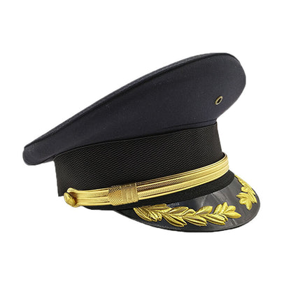 Army Officer Hat Captain Cap Black Soldier Fancy Dress Military Performance New