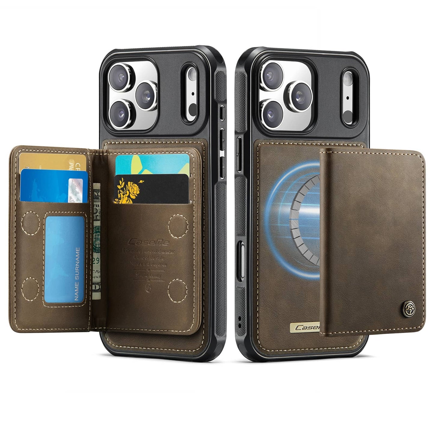 For iPhone 17/Air/16e/15/14/13/12/11 Pro Max Wallet Case Magnetic Card Holder