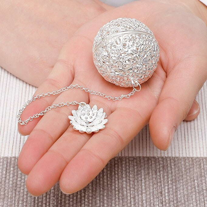 Full Handmade Artware 999 Sterling Silver Tea Stainer Filter Luxury Health Care