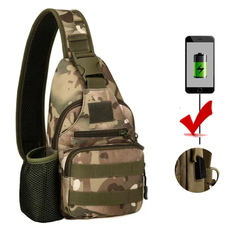 Men Canvas Shoulder Bags Travel Men's Crossbody Bag Army Style Chest Back Pack