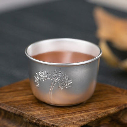 999 Sterling Silver Marked Tea Cup Health Care Chinese Pure Silver Master Cup