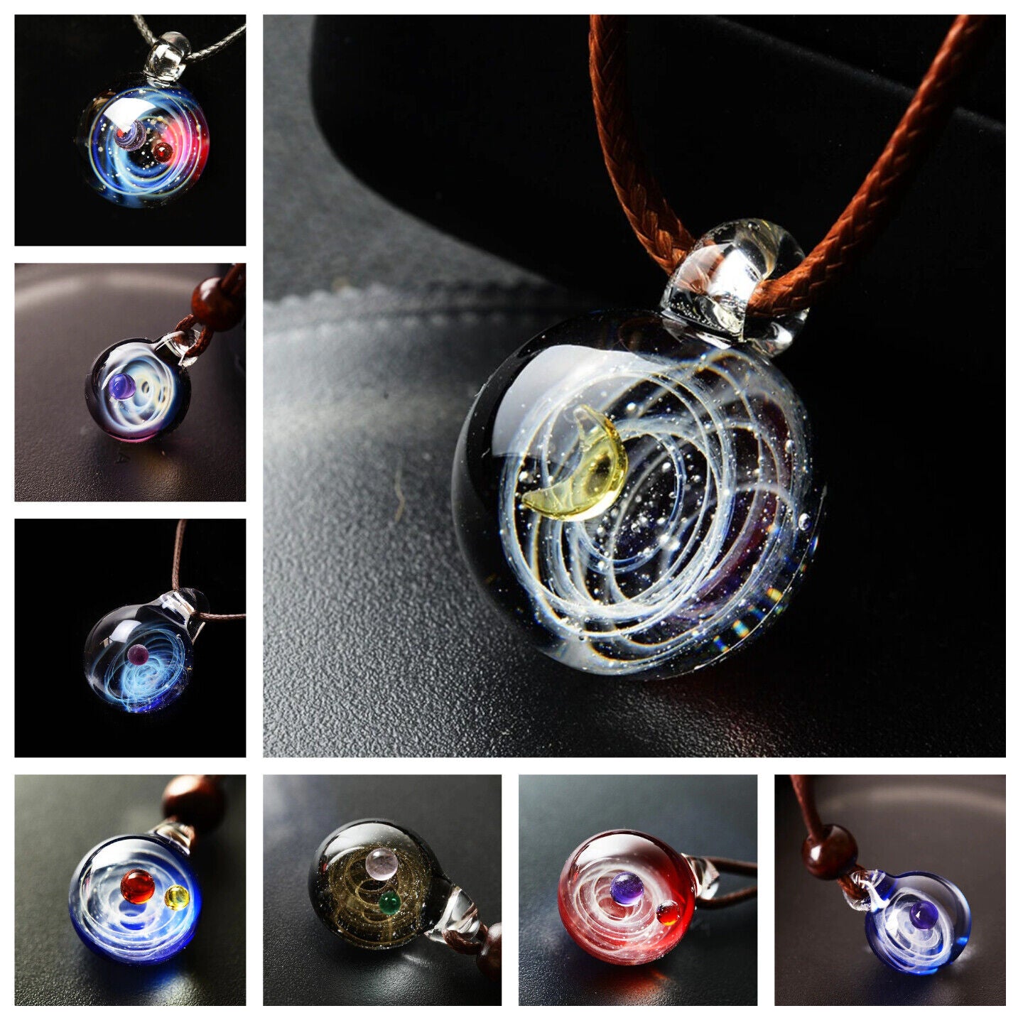 Necklace Pendant Nebula Cosmic Handmade Galaxy Men Women Jewelry 45cm Glass Rope
