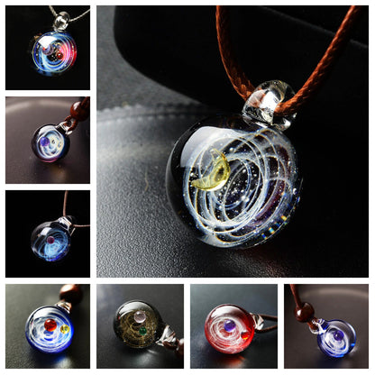 Necklace Pendant Nebula Cosmic Handmade Galaxy Men Women Jewelry 45cm Glass Rope