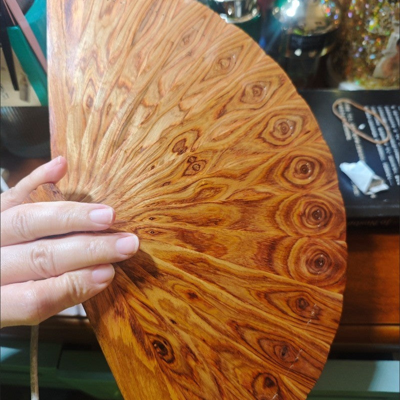 Premium Hainan Huanghuali Ghost Eye Folding Fan 18x31cm