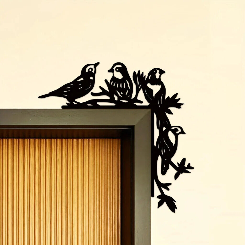 Metal Four Birds Decorative Wall Stickers Door Corner Decorations, Door Frame