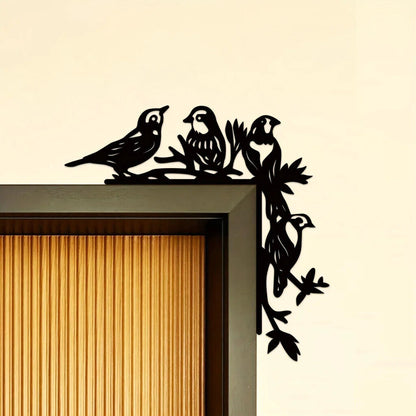 Metal Four Birds Decorative Wall Stickers Door Corner Decorations, Door Frame