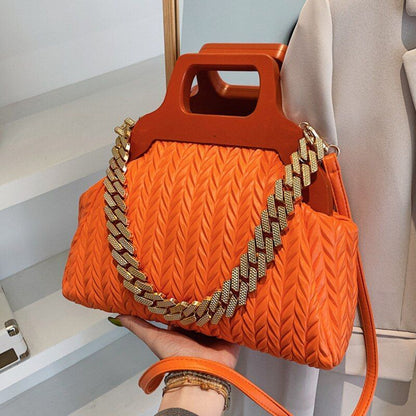 Clip Shell Bag Chain Crossbody Fold Totes Evening Clutch Handbag Shoulder Purse