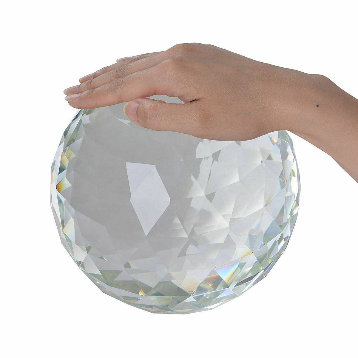 Clear Cut Crystal Sphere 50-200MM Faceted Gazing Ball Prisms Suncatcher Home