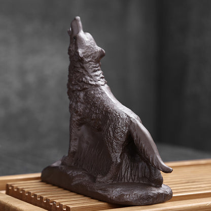 Wolf Statue Small Size House Warming Gift Purple Clay Tea Pet Chinese Tea Play