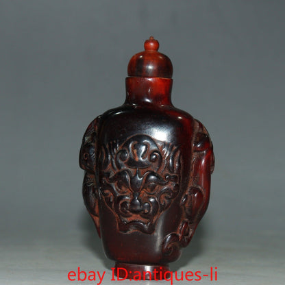Early Chinese Collection of Natural Ox-Horn Animal Head Snuff Bottles