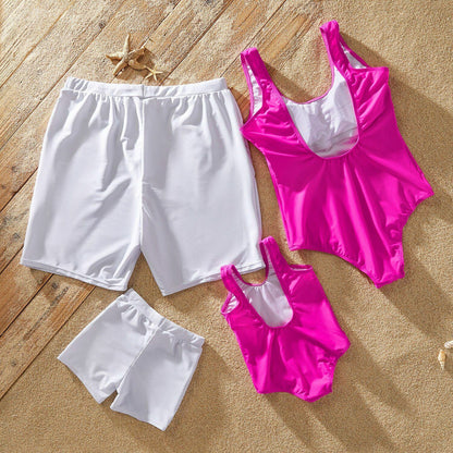 Matching Swimsuits Summer Family Letter Print One-piece Padded Round Stretchy
