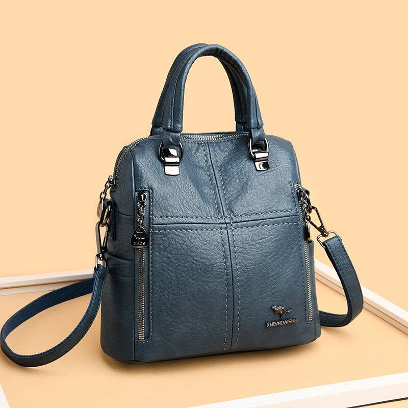 High Quality Leather Backpack Shoulder Bags Multifunction Travel School Bag 1 PC