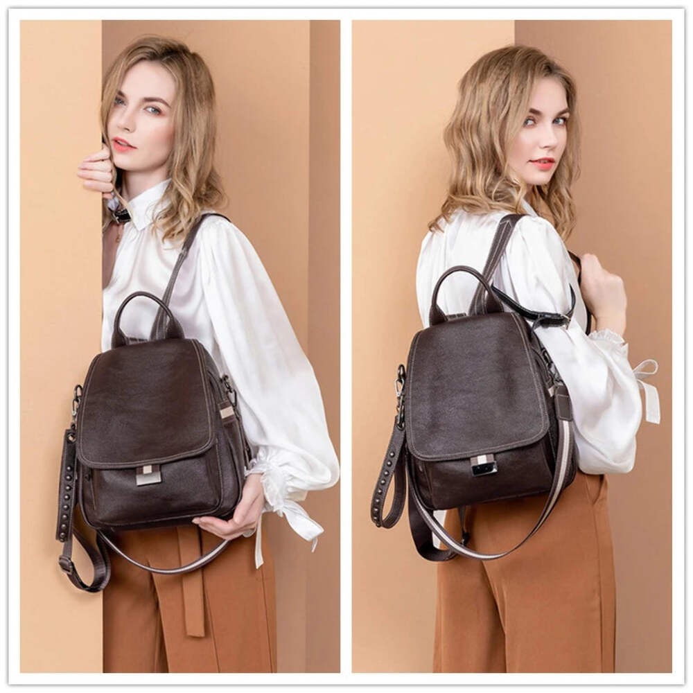 Genuine Leather Backpack Anti Theft Vintage Style