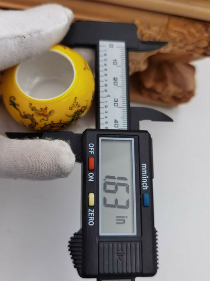 1set 5pcs Asian Bamboo Bird Cage Dragon Yellow Ceramics Cups
