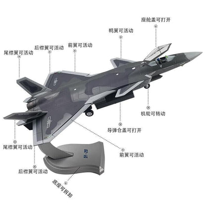 1:60 35CM J-20 Stealth Fighter Plane Diecast Airplane Military Aircraft Model