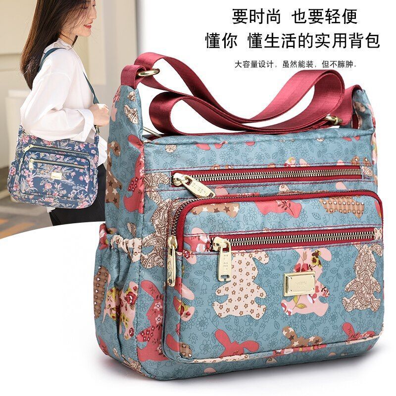 Crossbody Casual Shoulder Bag Rural Style Cloth Nylon Waterproof Shopper Handbag