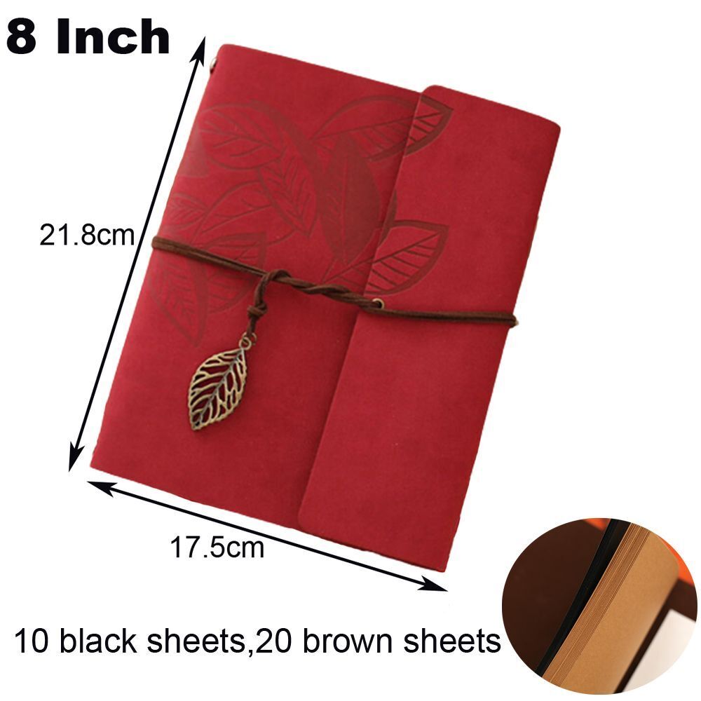 Photo Album 30 Sheet Vintage Leather Scrapbooking Book Refillable Page 21.5x17cm