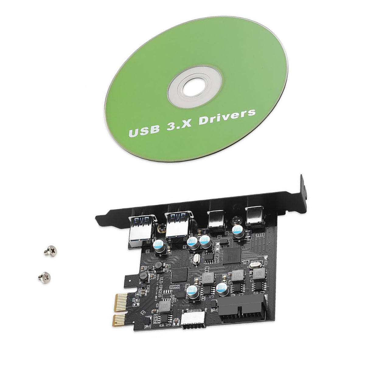 1PC Multi-Port Expansion Card 2xUSB-C 2xUSB-A PCIe X1 5Gbps Speed Plug-N-Play