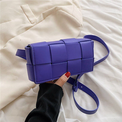 Weave Leather Mini Wallet Luxury Shoulder Bag Fanny Pack Purse Handbag 20*10*5CM