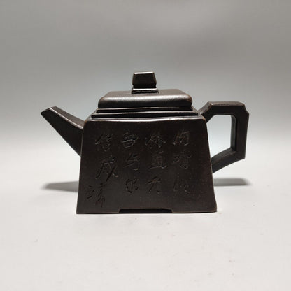 Vintage Chinese Yixing Purple Clay Teapot Zisha Ceremony Carving Collectible Art