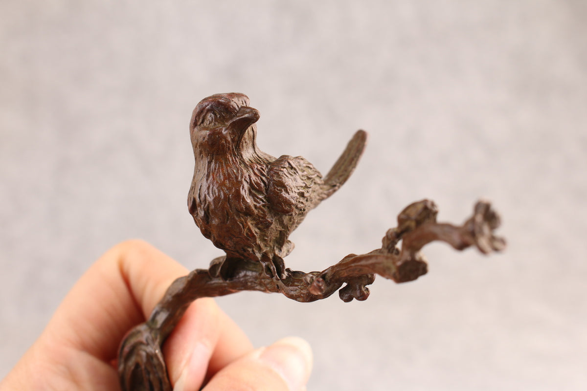 10cm H Lucky bird on club Collection chinese bronze home decor decoration