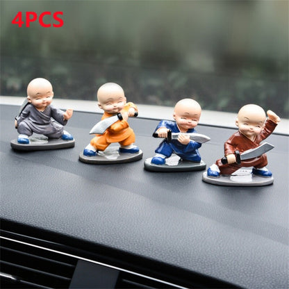 4X Monk Figurine Car Interior Ornament Shaolin Kung Fu Statue Buddha Doll Decor