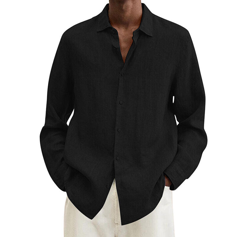 Tops T Shirt Blouse Shirt Tunic Long Sleeve Cotton Linen Long Sleeve Men Baggy