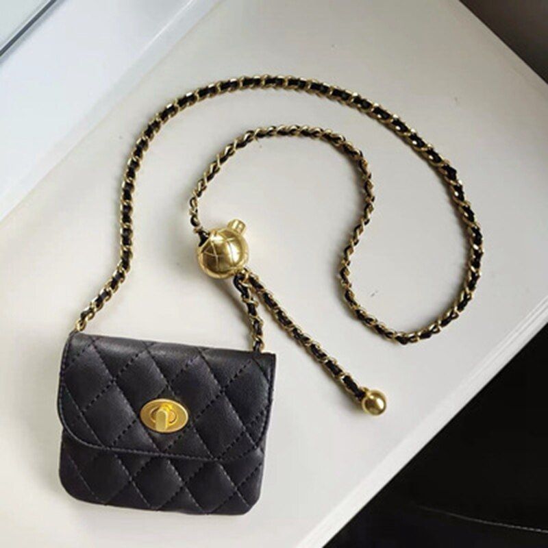 Chain Fanny Pack Leather Waist Bag Luxury Chest Pack Belt Shoulder Bag Crossbody