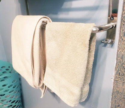 Silver 2-Tier Wall Mount Towel Rack w/ Towel Bar & Hooks, Wall Mount 22"×8"×17"