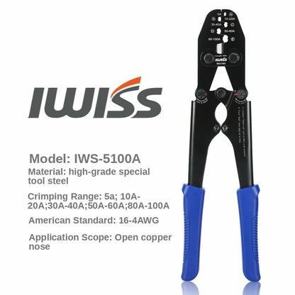 IWISS Crimping Plier Tools U Type Terminal Crimping Plier for Crimp 5A to 100A