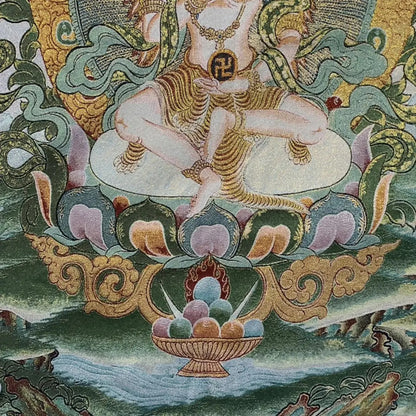 35" Embroidery Tibetan Buddhism Three-eyed Vajra Buddha Thangka Worship buddha