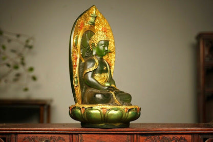 Chinese Old Beijing Glaze Gilded Handmade Exquisite Buddha Statue