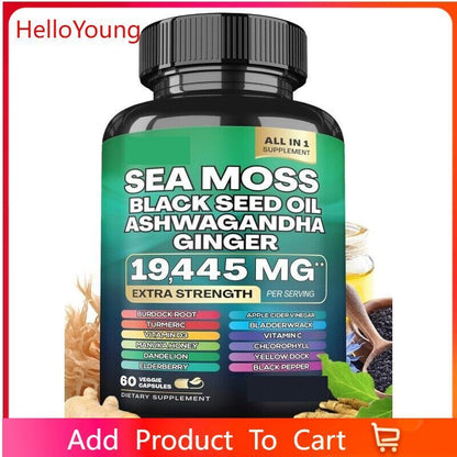 Black Seed Oil 4000Mg Sea Moss 7000Mg Turmeric 2000Mg Ashwagandha 2000Mg