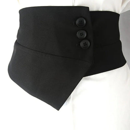 Women Belts Fabric Elastic Embellished Skirt Outer Wear Button Connect Waistband