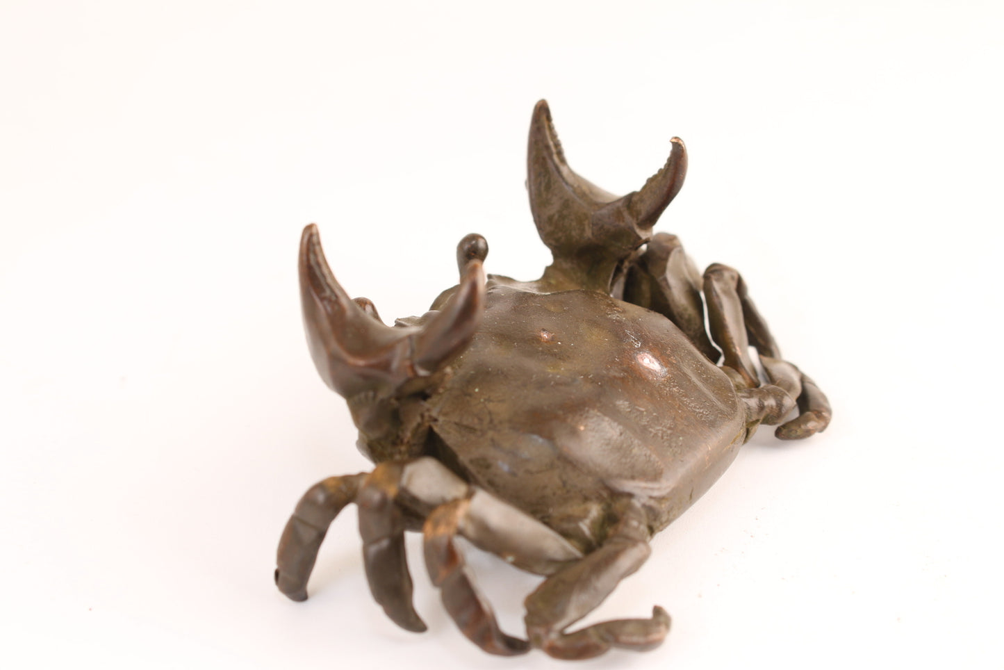 Big China Bronze Handmade Crab Statue Collectable Tea Pet Hand Piece Table Decor