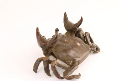 Big China Bronze Handmade Crab Statue Collectable Tea Pet Hand Piece Table Decor
