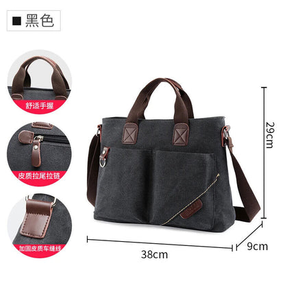 Canvas Men Handbag 14 inch Laptop Shoulder Bag Business Retro Messenger Bags