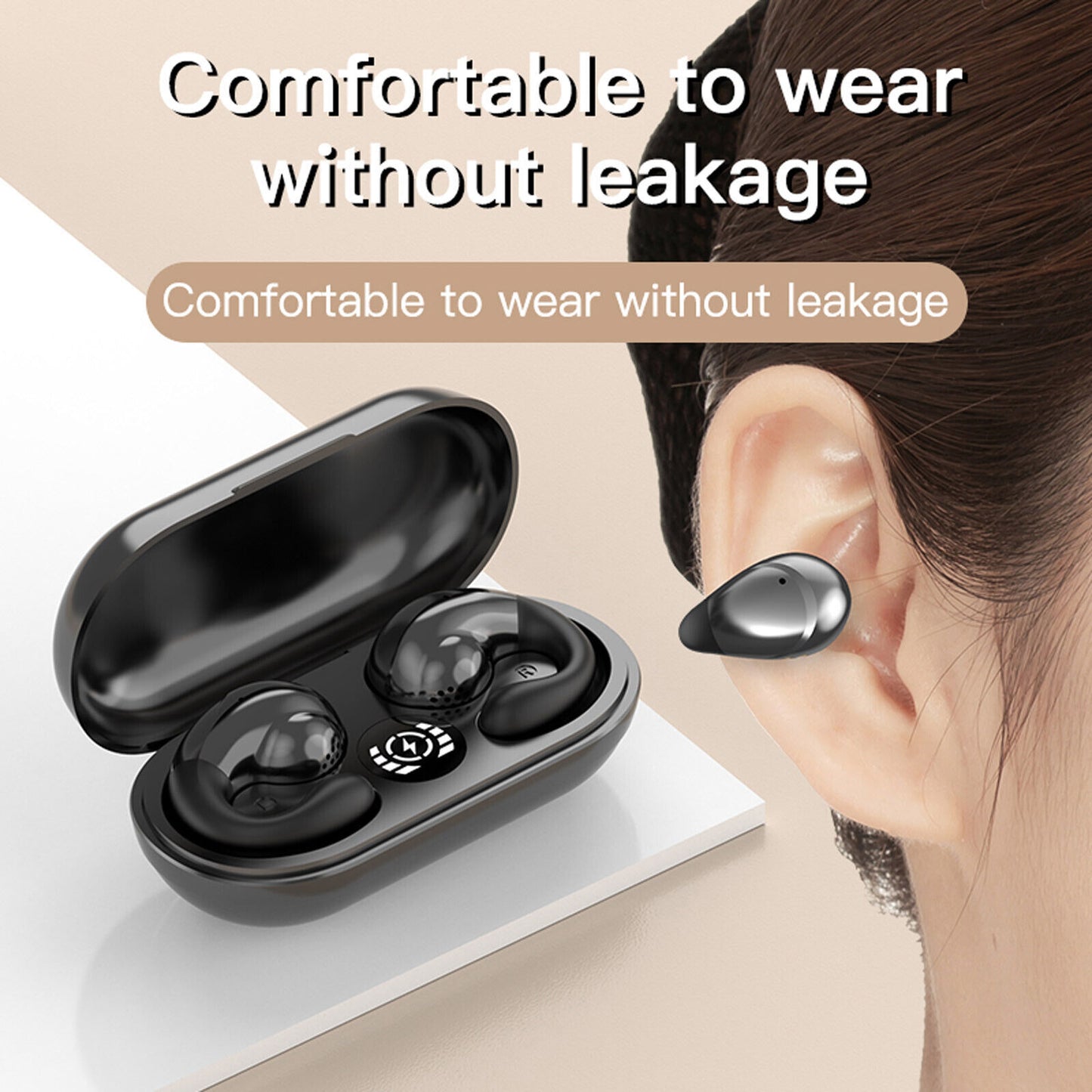 Bluetooth Headset Bone Conduction Earphone Clip-on Ear Headphones For Universal