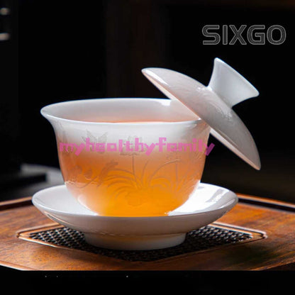 Thin Tire White Ceramic Tea Bowl Dehua Ice Jade Ceramic Tea Cup Ceramic Tea Set