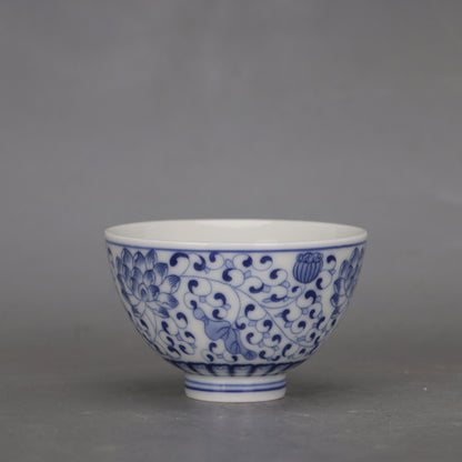 Jingdezhen Chai Yao Blue White Entangled Lotus Teacup -