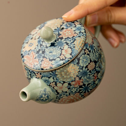 Antique Style Pottery Tea Pot Ball Shaped Infuser Holes Master Tea Cup Ruyao New
