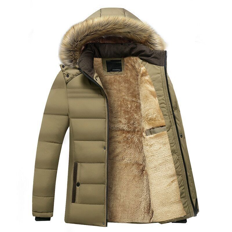 Winter New Warm Fleece Parkas Men Hooded Fur Collar Jacket Coat Men Parkas Men