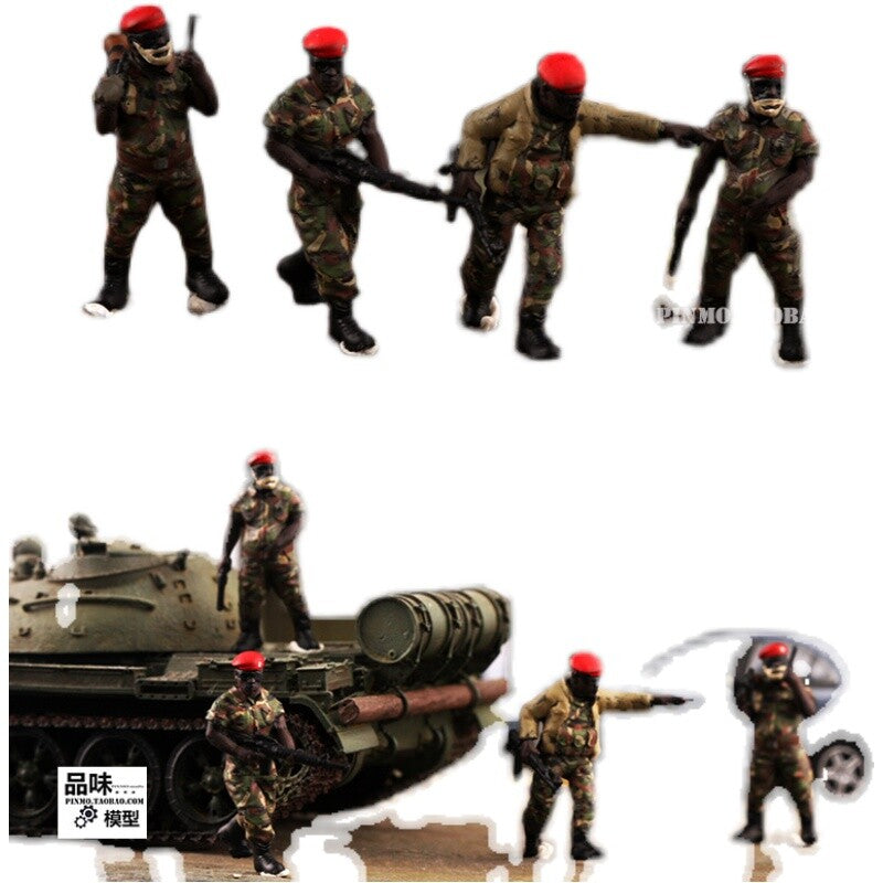 1/72 4Pcs/Set African Government Army 4-man Team Model