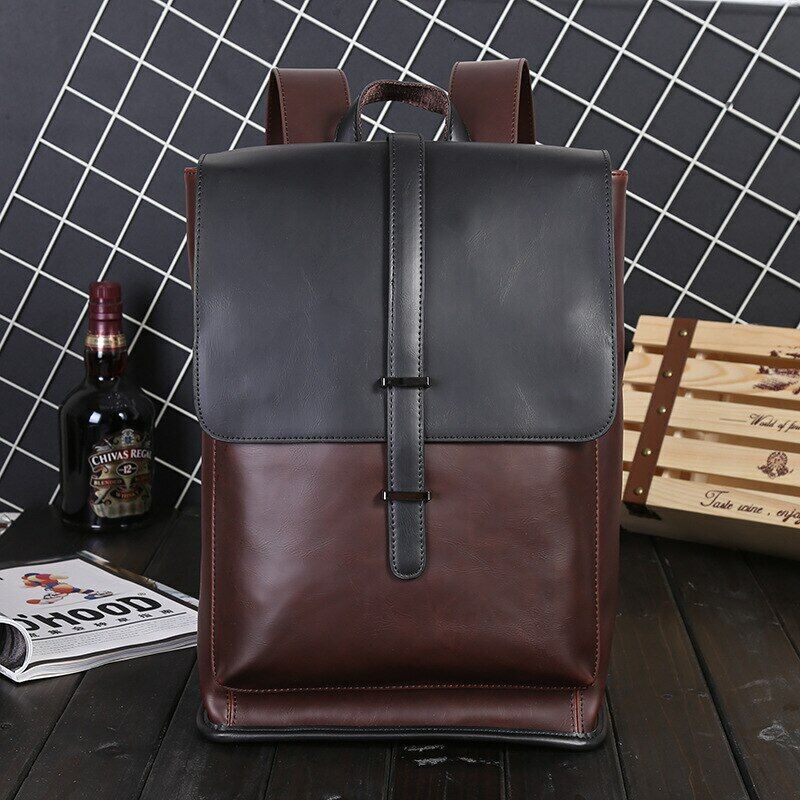 Vintage Laptop Backpack Travel Leisure Leather Backpacks Men Retro School Bag